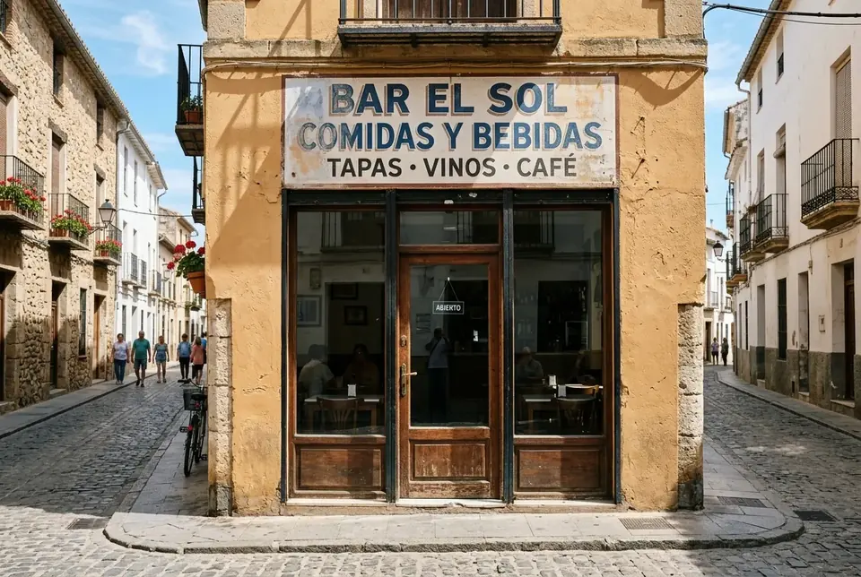 Fachada de bar sin toldo en calle de Murcia