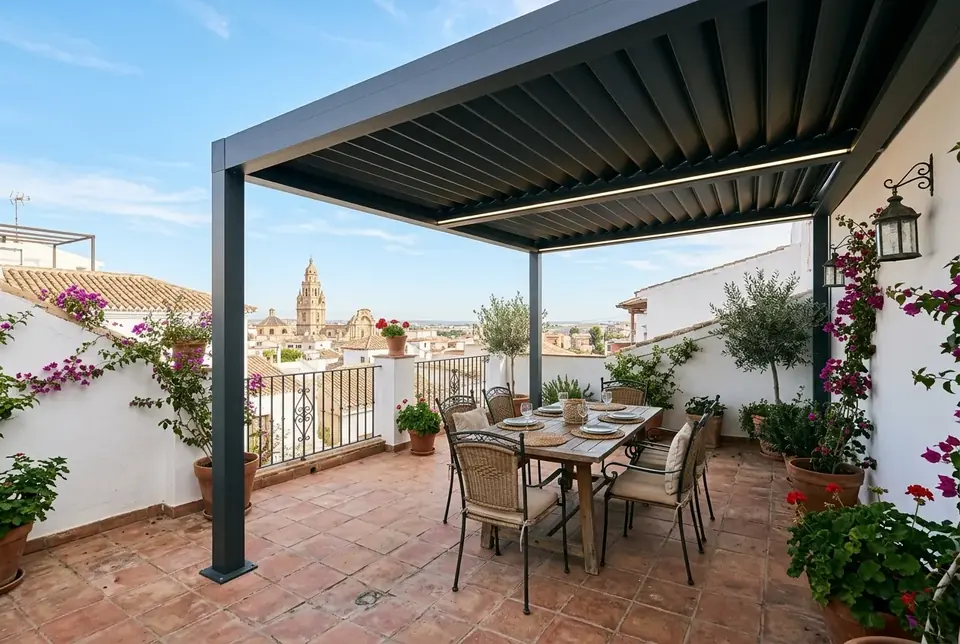 Pérgola bioclimática instalada en terraza de Murcia