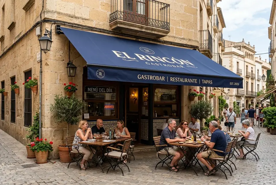 Restaurante con toldo comercial profesional instalado en Murcia